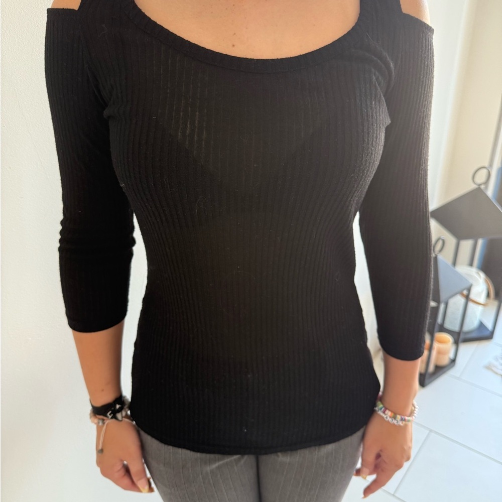 The Limited Black Cold Shoulder Blouse